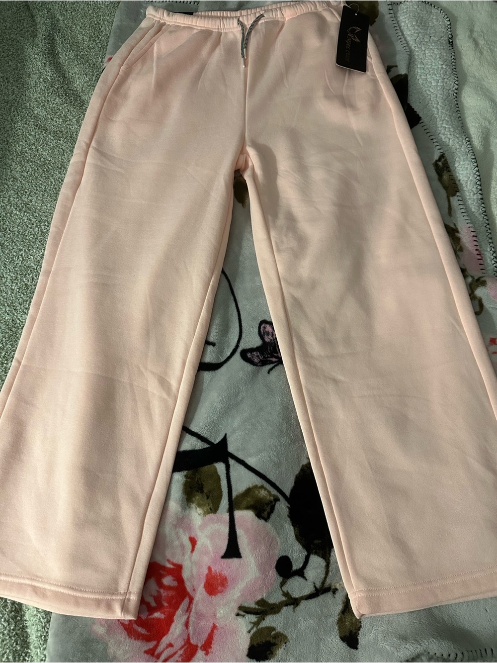 Girls' Light Pink Wide-Leg Sweatpants